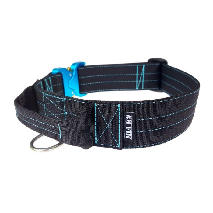 Mia K9 Collar azul con asa y cierre cobra 40 mm