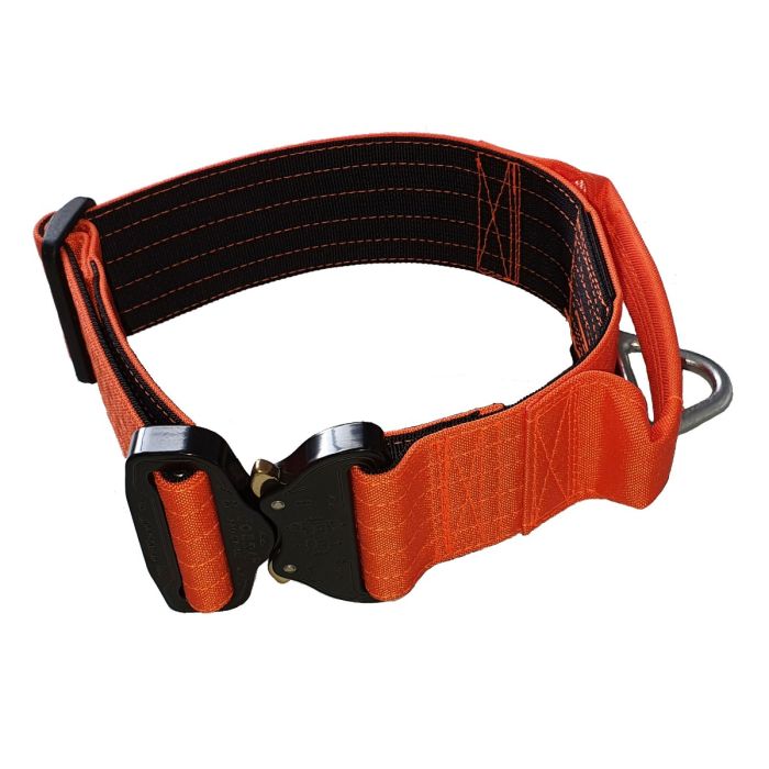 Mia K9 Collar naranja de cordura con asa y cierre cobra 50 mm