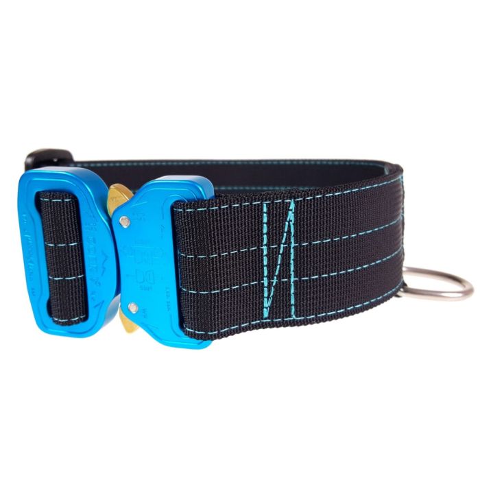 Mia K9 Collar azul con asa y cierre cobra 40 mm