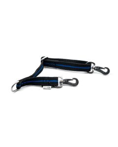Correa de acople de seguridad HS Sprenger Special Edition Blue Line en color negro con línea azul y mosquetones de acero inoxidable