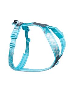 Arnés ergonómico Non-stop dogwear Line Harness CLIP'N color ice blue vista lateral derecha en estudio con hebilla de cuello CLIP'N y anillo de acero