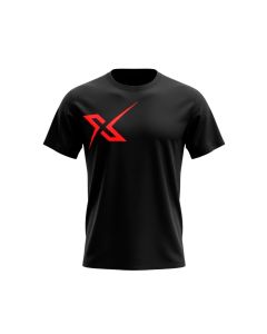 Vista frontal de la camiseta técnica X-OTIK PocketRebell+ para hombre en color negro con logotipo rojo en el pecho