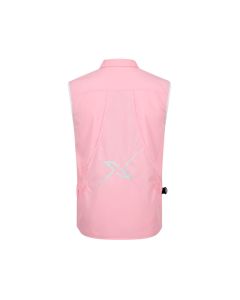 Vista trasera del chaleco X-OTIK PackLeader+ rosa mostrando el diseño del gran bolsillo trasero para material y logo reflectante