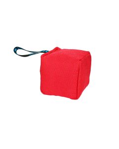 Motivador cúbico Sporthund Kniffel color rojo fabricado en tela Nylcot con asa de nylon negra y letras azules