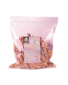 Bolsa de 1kg de palitos de bacalao deshidratados Quibro snack natural para perros con cierre zip