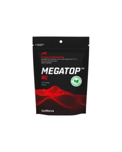Bolsa de 30 chews VetNova MEGATOP RC de 225 g para perros de trabajo y deporte con sello libre de ingredientes de origen animal