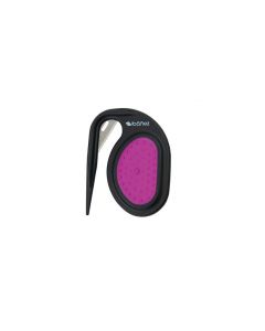 Herramienta cortanudos de precisión Ibáñez con cuchilla de acero y agarre de goma morado.