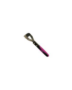 Herramienta de deslanado para perro Ibañez Coat de 12 hojas con mango ergonómico negro y fucsia.