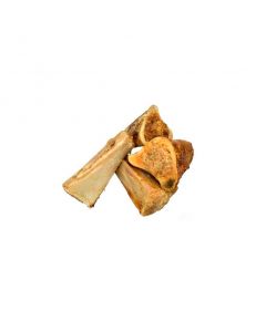 Hueso de tibia de búfalo relleno de carne, un snack masticable y duradero para perros de la marca Fresh Raw.