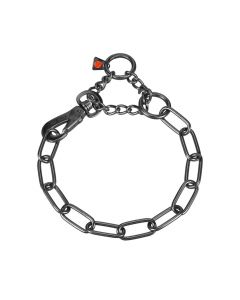 HS Sprenger Collar eslabón largo con gancho de acero inoxidable negro 4 mm