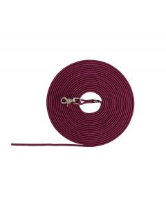 Correa de rastreo Trixie redonda de 6mm en color sangría, fabricada en cuerda náutica y enrollada para mostrar su mosquetón metálico.