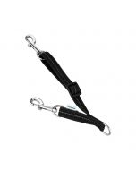 Correa acopladora de seguridad HS Sprenger de nylon negro con mosquetones de acero y bandas reflectantes | acoplador de seguridad para collar y arnés perro