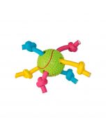 Tennis de Goma con Cuerda Tricolor – Juguete resistente para perros, ideal para juegos de estira y afloja, con relieve para limpieza dental – Zona K9