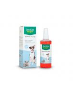 Spray dental Stangest Dentican 125ml junto a su caja con imagen de perro y gato