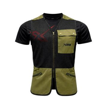 Chaleco de adiestramiento X-OTIK Packleader Mesh+ verde vista frontal con bolsillos y cremallera central