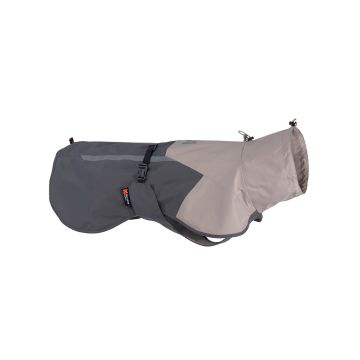 Chubasquero para perro Non-stop dogwear Fjord Raincoat 2.0 color gris vista lateral perfil completo con detalles reflectantes