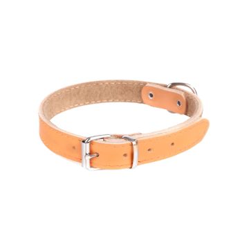 Collar de cuero natural color beige con forro de fieltro interior y hebilla metálica resistente