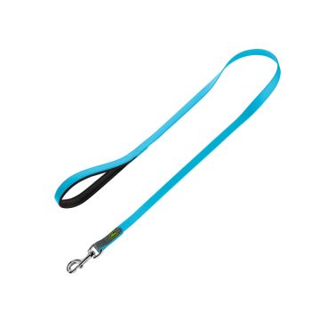 Correa azul para perro Hunter Convenience 20 mm x 1,2 m con asa acolchada de neopreno