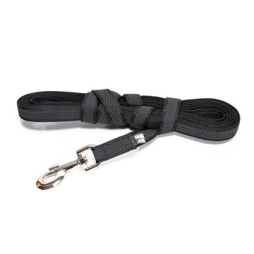 Julius-K9 Correa negra de goma entretejida 20 mm sin asa