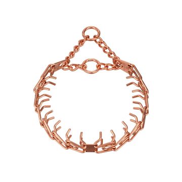 Collar de adiestramiento Herm Sprenger ULTRA-PLUS de curogan 3 mm con eslabones cortos y anillas metálicas, color dorado rojizo, ideal para perros activos como Malinois, versión de 50 cm.