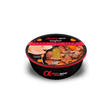 Alimento húmedo Alpha Spirit con 97% oreja de cerdo fresca y verduras en salsa.