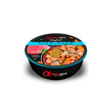 Alimento húmedo para perros con 97% atún fresco, verduras y especias, marca Alpha Spirit
