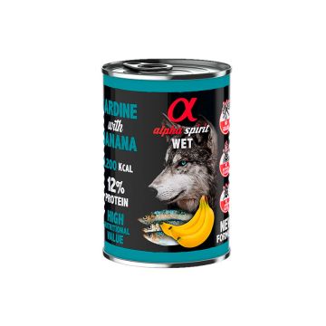 Alpha Spirit Alimento húmedo de sardina con plátano 400 g