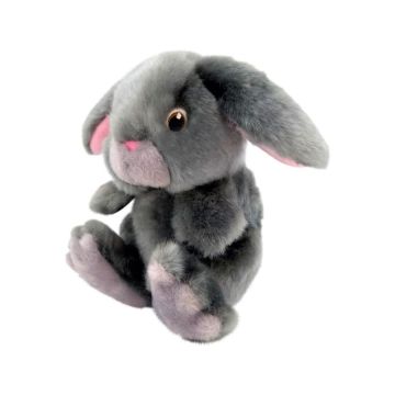 Primer plano del peluche gris para perros KONG Toughz Bunny con felpa reforzada