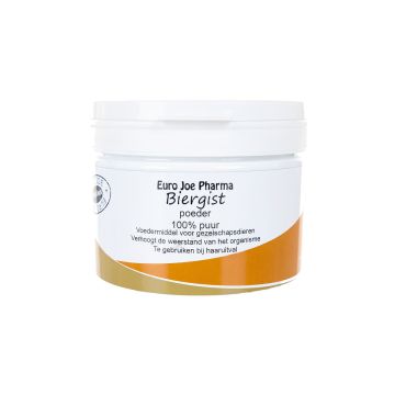 Bote blanco de suplemento nutricional en polvo Biergist poeder Euro Joe Pharma de 100% levadura de cerveza pura