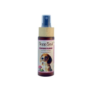 Perfume floral natural para mascotas con aceite de geranio y lemongrass, 50 ml, Bopp Soul.
