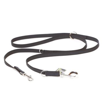Julius-K9 Ramal policial negro de goma entretejida 20 mm x 2,2 m