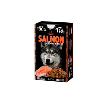 Natural Snack Salmón 80g para perros – Snack complementario con salmón fresco, proteínas de calidad y omega-3. Sabor irresistible – Zona K9