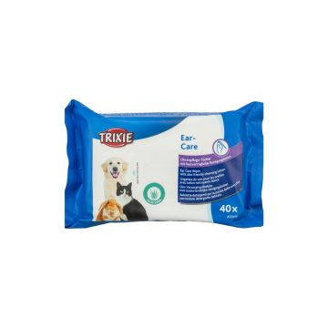 Toallitas Trixie con loción para limpieza de oídos de perros, gatos y pequeños animales