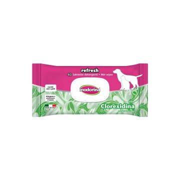 Toallitas Inodorina Refresh con Clorexidina para higiene de perros y gatos