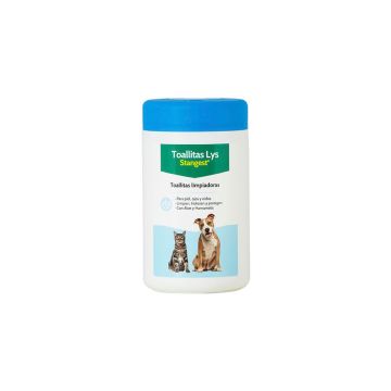Envase de toallitas Lys Stangest para higiene de ojos y oídos en perros y gatos