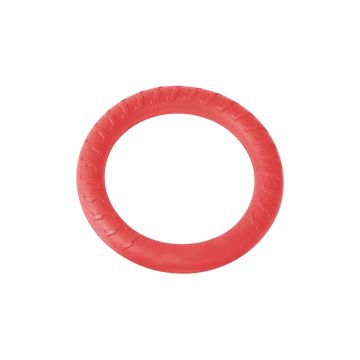 Anillo de trabajo canino X-OTIK PowerBite Ring Swimm en color rojo con textura de neumático sobre fondo negro