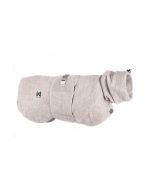 Abrigo de secado para perro color arena Non-stop dogwear con cuello alto y cierre magnético