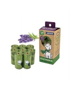 Caja y 8 rollos de bolsas higi&eacute;nicas para perro Nayeco aroma lavanda