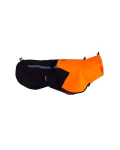 Vista lateral del chubasquero Non-stop dogwear Fjord 2.0 en color naranja y negro