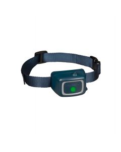 Collar antiladridos Nayeco de spray azul marino con correa de nylon y logo visible