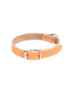 Collar de cuero natural color beige con forro de fieltro interior y hebilla met&aacute;lica resistente