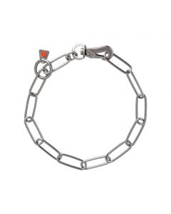 Collar de acero inoxidable HS Sprenger con eslabones largos y mosquetón de ajuste rápido para perros.