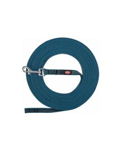 Correa de rastreo Trixie enrollada color azul petróleo cinta plana