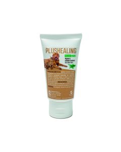 Tubo de crema cicatrizante Pino Plushhealing de 100ml con aloe vera para el cuidado de heridas en perros y gatos.