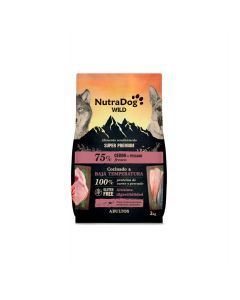 Saco de alimento NutraDog Wild 75% Cerdo y Pescado semihúmedo para perros adultos