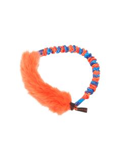 Tug-E-Nuff Bungee Ring naranja y azul de piel sintética para juego y adiestramiento canino