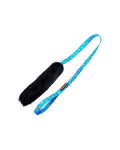 Tug-E-Nuff Bungee Chaser de piel de cordero negra, asa azul de patrón dinámico para adiestramiento K9